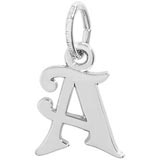 14K White Gold Curly Initial A Accent Charm by Rembrandt Charms