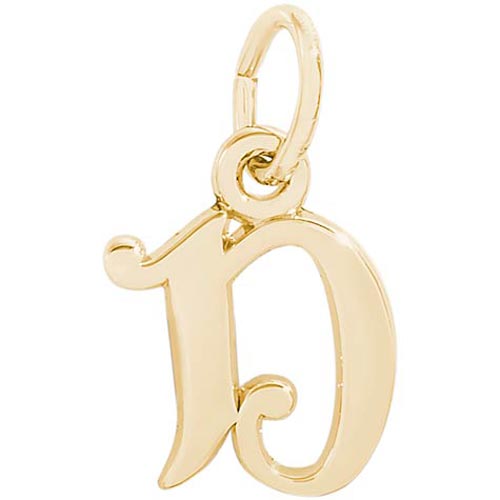 14K Gold Curly Initial D Accent Charm by Rembrandt Charms