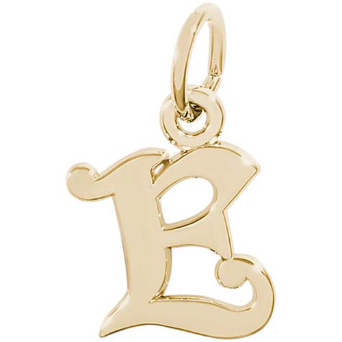 14K Gold Curly Initial E Accent Charm by Rembrandt Charms