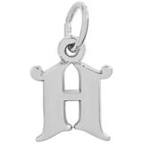 14K White Gold Curly Initial H Accent Charm by Rembrandt Charms