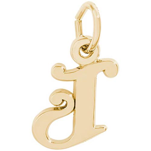 14K Gold Curly Initial J Accent Charm by Rembrandt Charms