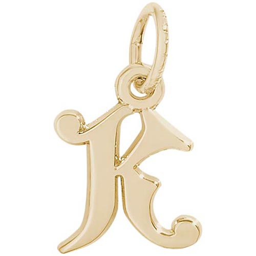 14K Gold Curly Initial K Accent Charm by Rembrandt Charms