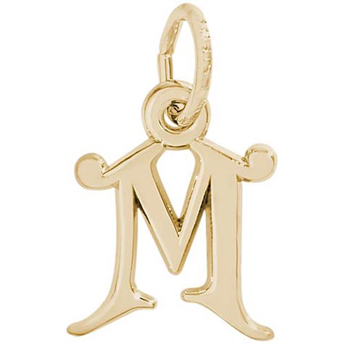 14K Gold Curly Initial M Accent Charm by Rembrandt Charms
