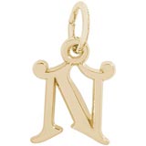 10K Gold Curly Initial N Accent Charm by Rembrandt Charms