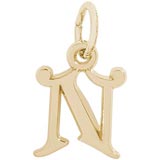 14K Gold Curly Initial N Accent Charm by Rembrandt Charms
