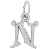 Sterling Silver Curly Initial N Accent Charm by Rembrandt Charms