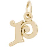 10K Gold Curly Initial P Accent Charm by Rembrandt Charms