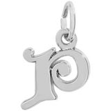 14K White Gold Curly Initial P Accent Charm by Rembrandt Charms