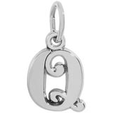 14K White Gold Curly Initial Q Accent Charm by Rembrandt Charms