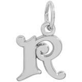 14K White Gold Curly Initial R Accent Charm by Rembrandt Charms