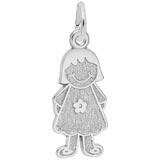 14K White Gold Girl in Flower Dress Charm by Rembrandt Charms