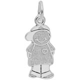 14K White Gold Boy in Ball Cap Charm by Rembrandt Charms