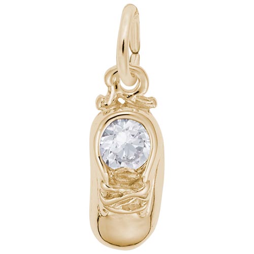Gold Plate 04 Apr Baby Shoe Accent Charm by Rembrandt Charms Gold Plate 04 Apr Baby Shoe Accent Charm by Rembrandt Charms