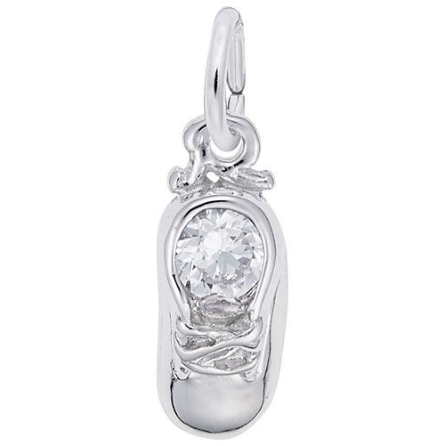 Sterling Silver 04 Apr Baby Shoe Accent Charm by Rembrandt Charms Sterling Silver 04 Apr Baby Shoe Accent Charm by Rembrandt Charms