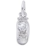 14k White Gold 04 Apr Baby Shoe Accent Charm by Rembrandt Charms