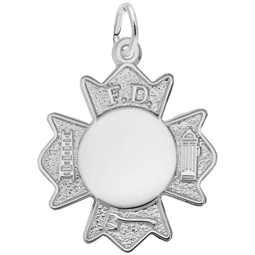 14K White Gold Fire Department Badge by Rembrandt Charms 14K White Gold Fire Department Badge by Rembrandt Charms