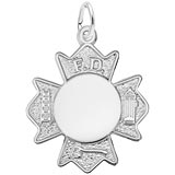 14K White Gold Fire Department Badge by Rembrandt Charms