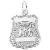 14k White Gold Police Badge Charm by Rembrandt Charms