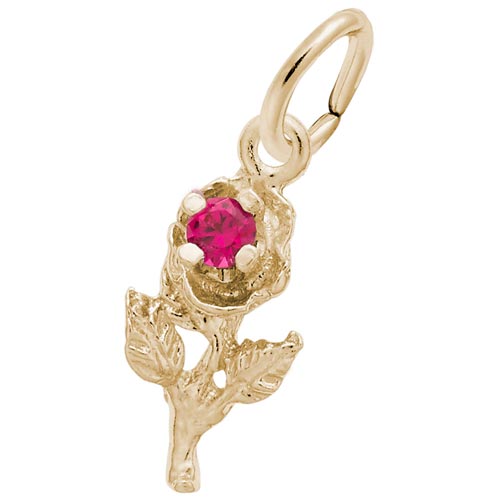 14K Gold Rose with Stones Accent Charm by Rembrandt Charms