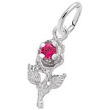 Sterling Silver Rose with Stone Accent Charm by Rembrandt Charms