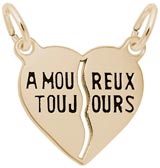 Rembrandt Amoureux Toujours Heart Charm, 10K Yellow Gold