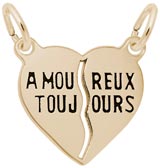 Rembrandt Amoureux Toujours Heart Charm, 14K Yellow Gold