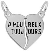 Rembrandt Amoureux Toujours Heart Charm, 14K White Gold