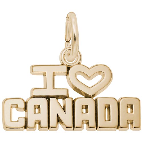 Gold Plate I Love Canada Charm by Rembrandt Charms