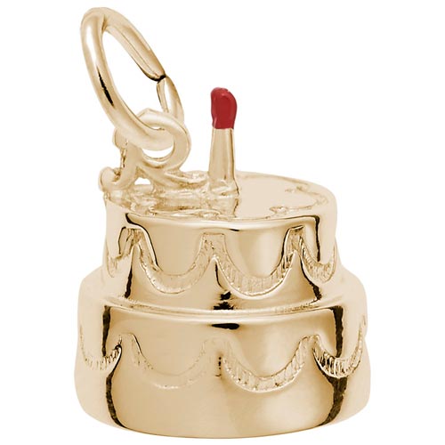 10K Gold Two-Tier Birthday Cake Charm by Rembrandt Charms 10K Gold Two-Tier Birthday Cake Charm by Rembrandt Charms