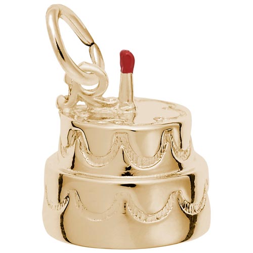 Gold Plated Two-Tier Birthday Cake Charm by Rembrandt Charms