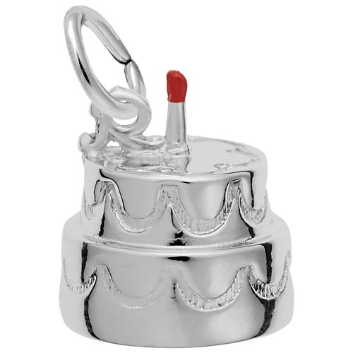 14K White Gold Two-Tier Birthday Cake Charm by Rembrandt Charms 14K White Gold Two-Tier Birthday Cake Charm by Rembrandt Charms