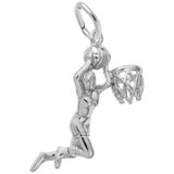 14K White Gold Female Basketball Player Charm by Rembrandt Charms