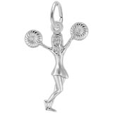 14K White Gold Cheerleader and Pom Poms Charm by Rembrandt Charms