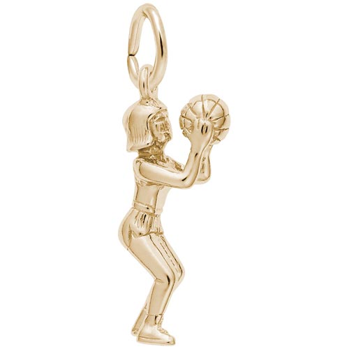 14K Gold Female Basketball Player Charm by Rembrandt Charms