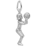 14K White Gold Female Basketball Player Charm by Rembrandt Charms