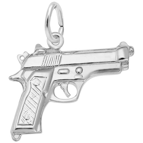 Sterling Silver Gun, Pistol Charm by Rembrandt Charms