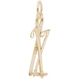 Gold Plated Cross Country Skis Charm by Rembrandt Charms