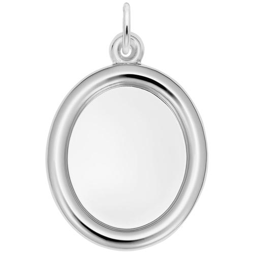 14K White Gold Large Oval PhotoArt® Charm by Rembrandt Charms