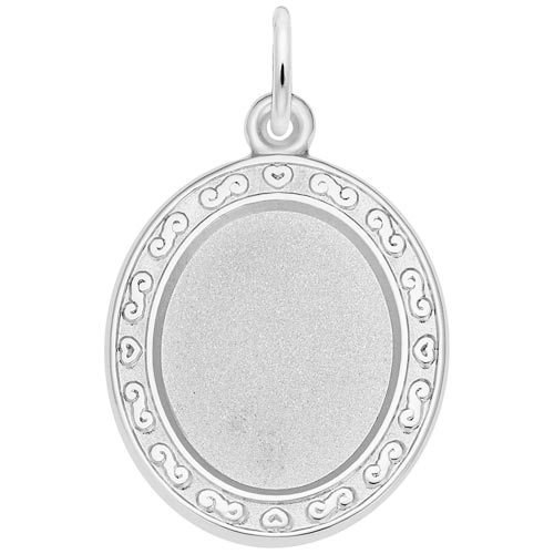 14K White Gold Oval Scroll PhotoArt® Charm by Rembrandt Charms