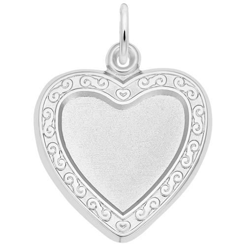 14K White Gold Heart Scroll PhotoArt® Charm by Rembrandt Charms