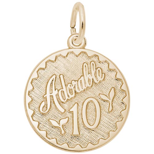 14k Gold Adorable 10 Birthday Charm by Rembrandt Charms