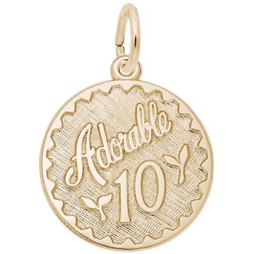 Gold Plate Adorable 10 Birthday Charm by Rembrandt Charms Gold Plate Adorable 10 Birthday Charm by Rembrandt Charms