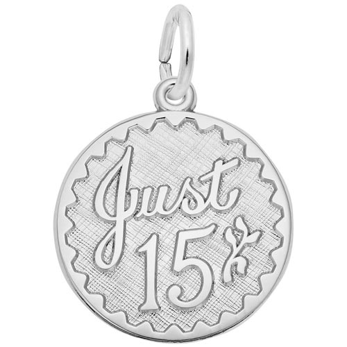 14k White Gold Just 15 Birthday Charm by Rembrandt Charms