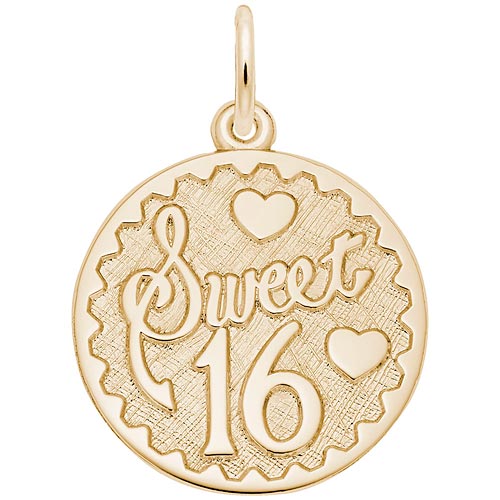 Gold Plated Sweet Sixteen Disc Charm by Rembrandt Charms Gold Plated Sweet Sixteen Disc Charm by Rembrandt Charms