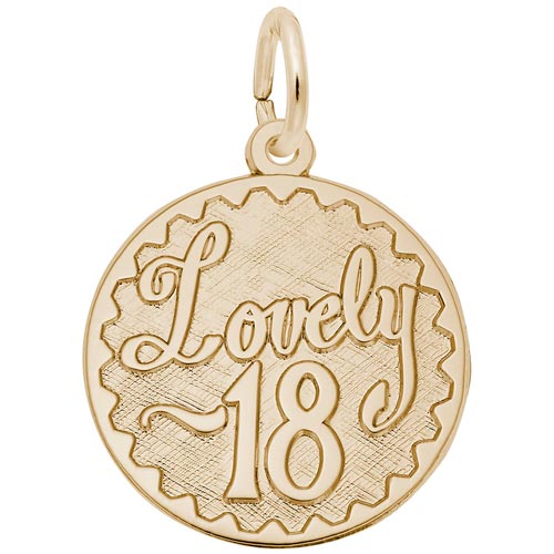 Gold Plated Lovely 18 Birthday Charm by Rembrandt Charms Gold Plated Lovely 18 Birthday Charm by Rembrandt Charms