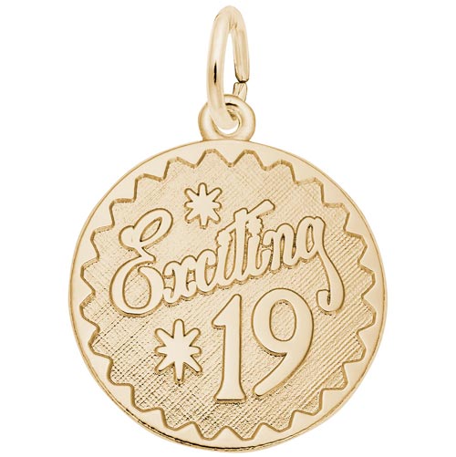 10k Gold Exciting 19 Birthday Charm by Rembrandt Charms