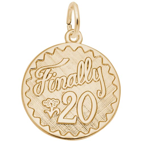 Gold Plated Finally 20 Birthday Charm by Rembrandt Charms