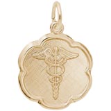 Gold Plated Caduceus Scalloped Disc Charm by Rembrandt Charms