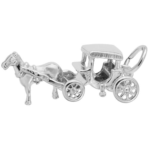 14K White Gold Horse and Surrey Charm by Rembrandt Charms