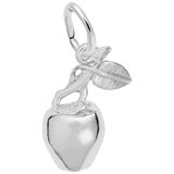 14K White Gold Apple with Stem Charm by Rembrandt Charms